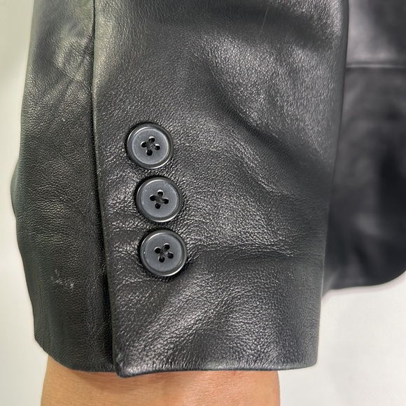 Jones New York black leather jacket blazer size 38R matrix goth classic - Picture 8 of 13